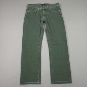 Incotex Jeans Mens 32x27 Green Ray Slim Straight Cotton‎ Denim Cinquetasche